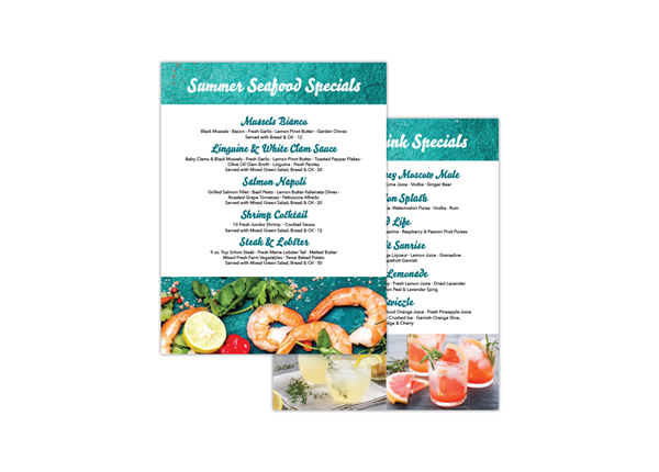 Custom Sheet Menu, Durable and Disposable Restaurant Menus, 8.5 x 11, Multiple Stock Options