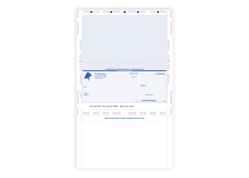 Custom Standard Plus Laser Checks with Blue Imprint, Business Checks, 8-1/2" x 11", 1-Part, Software Compatible, Secure