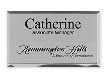 Engraved Metallic Badge - 2" x 3 1/2", Silver