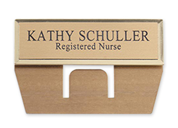 Engraved Metallic Pocket Badge - 1" x 3", Gold