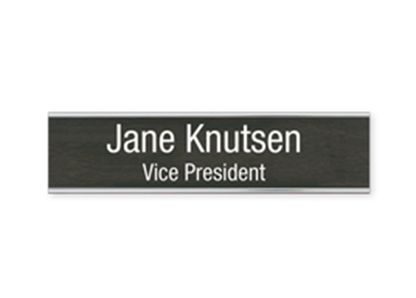 Engraved Sign with Metal Flush Wall Mount Holder, 2" x 8"