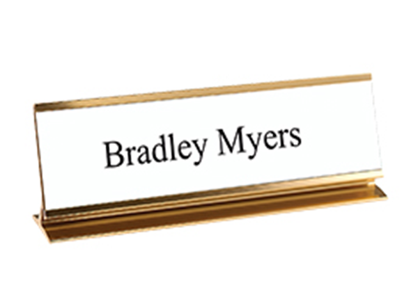 Engraved Sign with Metal Pedestal Desk Holder, 2" x 8"