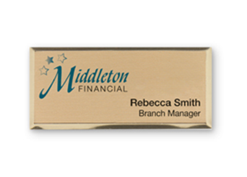 Gold Metallic Full Color Name Badge - 1 1/2" x 3"