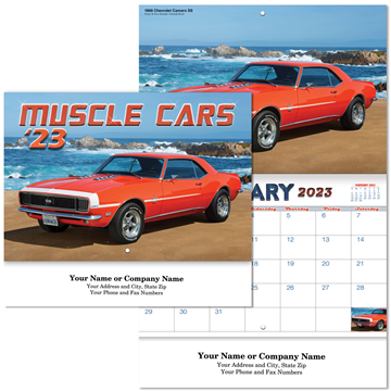 MUSCLE CAR WALL CALENDAR STAPLED